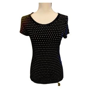 Banana Republic Luxe touch short sleeved black spotted top